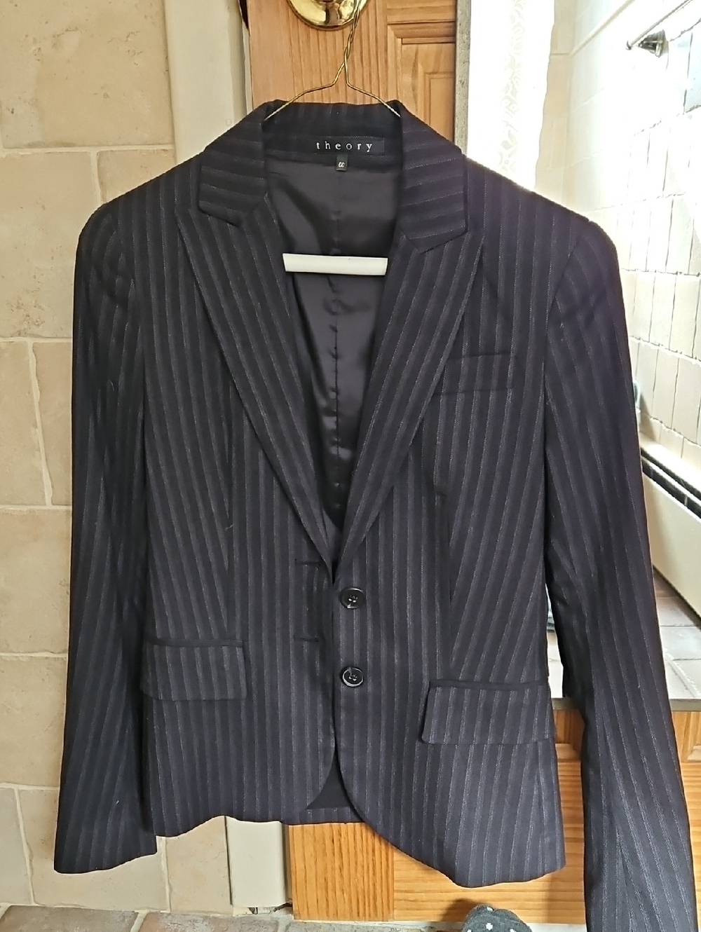 Theory Navy Pinstripe Suit Jacket